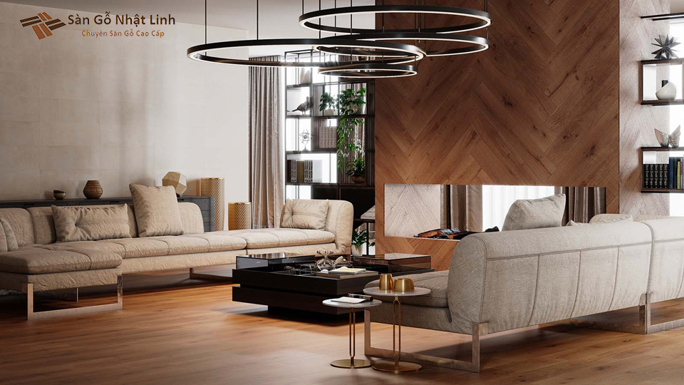 Gỗ ốp tường cho mặt chính diện phòng khách!